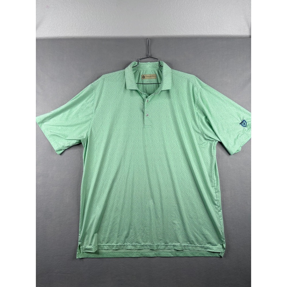 Donald Ross Sportswear Mens XXL Mint Green Micro Dot Performance Golf Polo Shirt